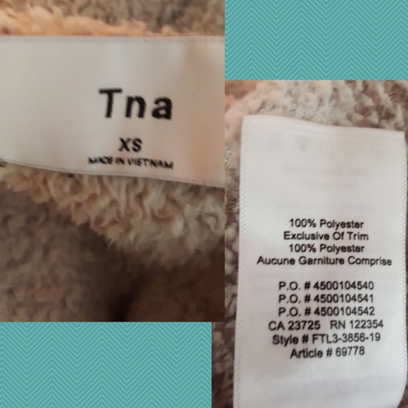 TNA Beige Fleece The Teddy Zip Up Hoodie - Picture 4 of 4